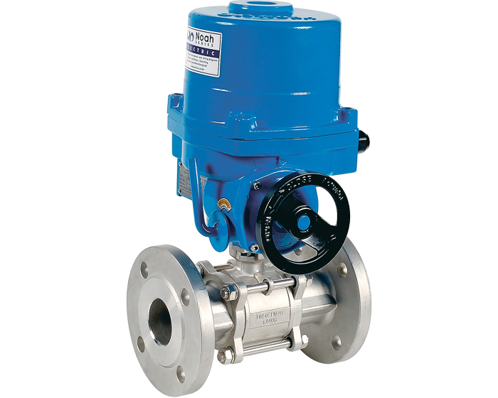 3 piece stainless steel flanged ball valve 711XS DN65 + NA09 230V AC